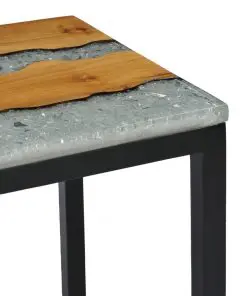 vidaXL Nesting Tables 3 pcs Solid Teak Wood and Polyresin