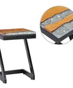 vidaXL Coffee Table 30x30x50 cm Solid Teak Wood and Polyresin