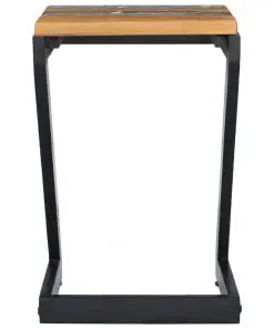 vidaXL Coffee Table 30x30x50 cm Solid Teak Wood and Polyresin