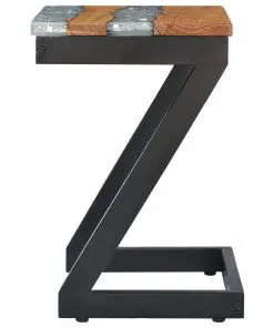 vidaXL Coffee Table 30x30x50 cm Solid Teak Wood and Polyresin