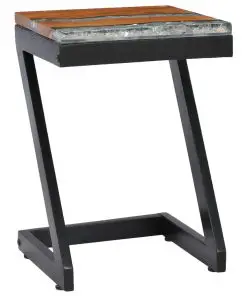 vidaXL Coffee Table 30x30x50 cm Solid Teak Wood and Polyresin