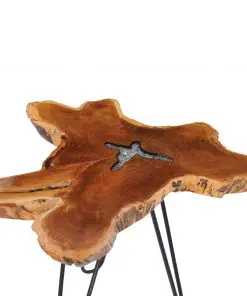 vidaXL Coffee Table 70×45 cm Solid Teak Wood and Polyresin