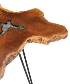 vidaXL Coffee Table 70×45 cm Solid Teak Wood and Polyresin