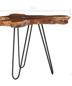 vidaXL Coffee Table 70×45 cm Solid Teak Wood and Polyresin
