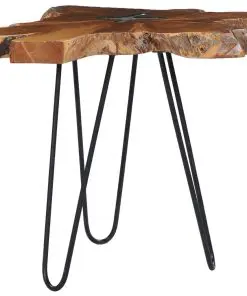 vidaXL Coffee Table 70×45 cm Solid Teak Wood and Polyresin