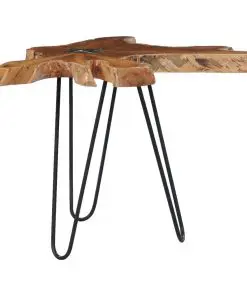 vidaXL Coffee Table 70×45 cm Solid Teak Wood and Polyresin