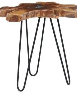 vidaXL Coffee Table 70×45 cm Solid Teak Wood and Polyresin