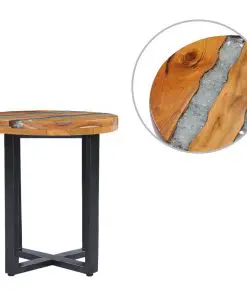 vidaXL Coffee Table 40×45 cm Solid Teak Wood and Polyresin