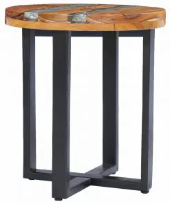 vidaXL Coffee Table 40×45 cm Solid Teak Wood and Polyresin