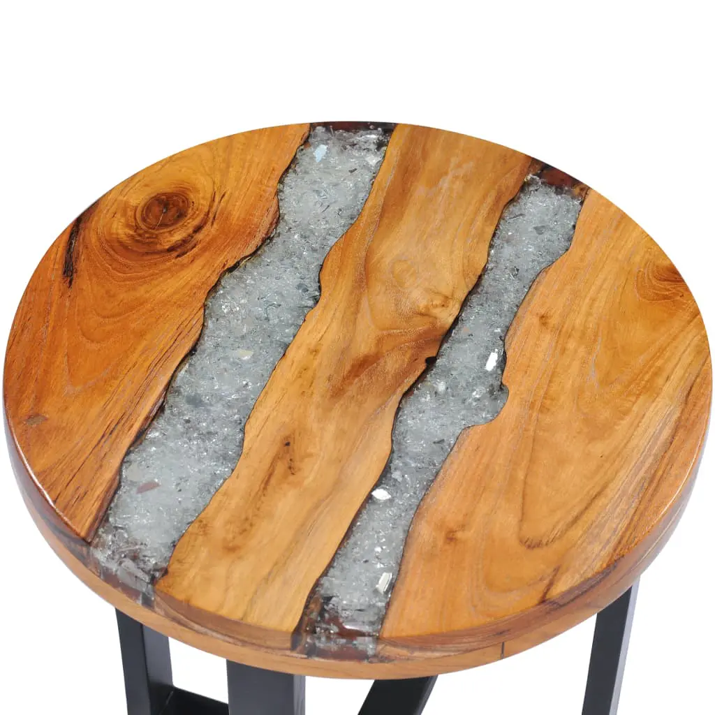 vidaXL Coffee Table 40×45 cm Solid Teak Wood and Polyresin
