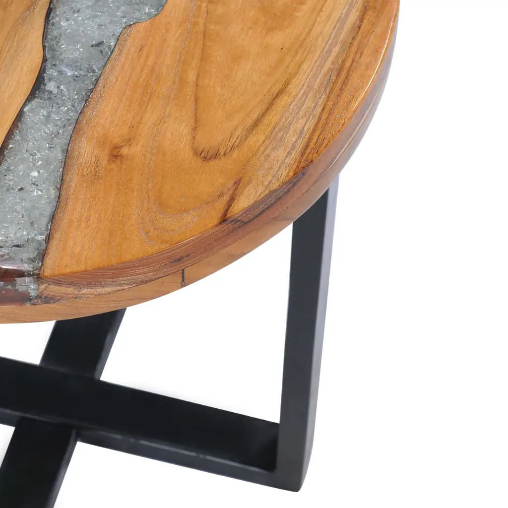 vidaXL Coffee Table 40×45 cm Solid Teak Wood and Polyresin