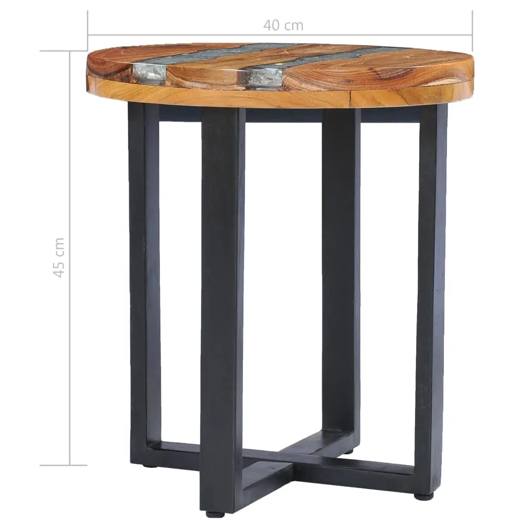 vidaXL Coffee Table 40×45 cm Solid Teak Wood and Polyresin
