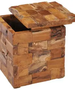 vidaXL Storage Stool Solid Teak Wood