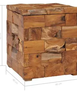 vidaXL Storage Stool Solid Teak Wood