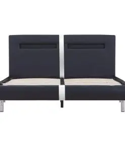 vidaXL Bed Frame with LED Black Faux Leather King Single