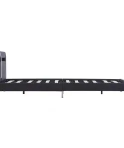vidaXL Bed Frame with LED Black Faux Leather King Single