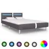 vidaXL Bed Frame with LED Grey Faux Leather King