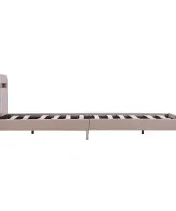 vidaXL Bed Frame with LED Cappuccino Faux Leather King Single