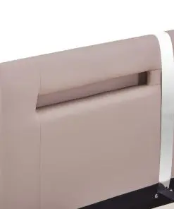 vidaXL Bed Frame with LED Cappuccino Faux Leather King Single