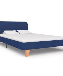 vidaXL Bed Frame Blue Fabric King Single