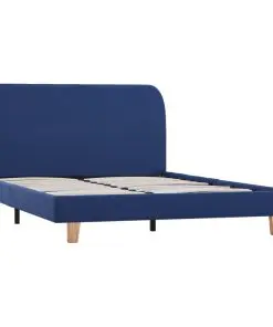 vidaXL Bed Frame Blue Fabric King Single