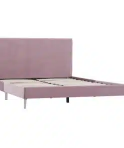 vidaXL Bed Frame Pink Fabric Double