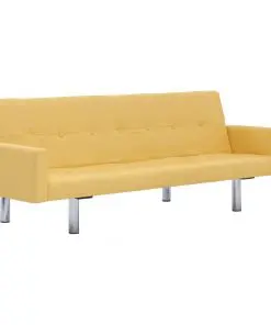 vidaXL Sofa Bed with Armrest Yellow Polyester