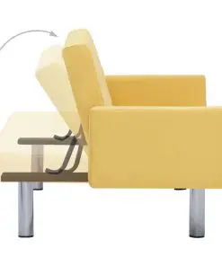vidaXL Sofa Bed with Armrest Yellow Polyester