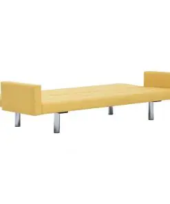 vidaXL Sofa Bed with Armrest Yellow Polyester