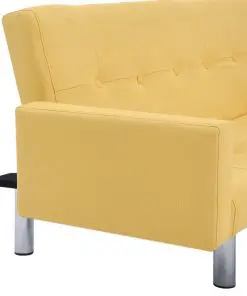 vidaXL Sofa Bed with Armrest Yellow Polyester