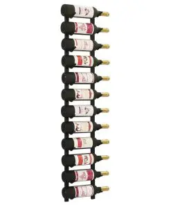 vidaXL Wall Mounted Wine Rack for 12 Bottles Black Iron