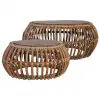 vidaXL Coffee Tables 2 pcs Natural Rattan