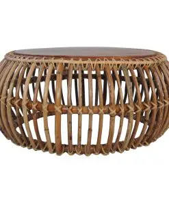 vidaXL Coffee Tables 2 pcs Natural Rattan