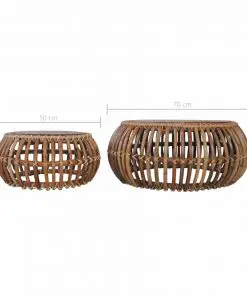 vidaXL Coffee Tables 2 pcs Natural Rattan