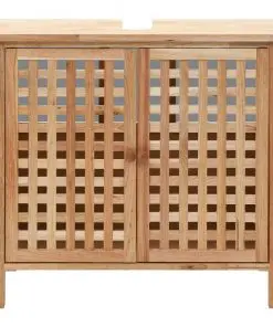 vidaXL Sink Cabinet with Mirror Solid Walnut Wood