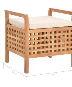 vidaXL Storage Bench 49x48x49 cm Solid Walnut Wood