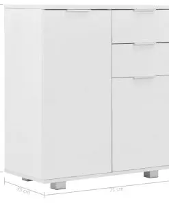 vidaXL Sideboard High Gloss White 71x35x76 cm Chipboard