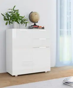 vidaXL Sideboard High Gloss White 71x35x76 cm Chipboard