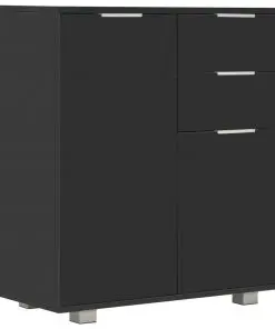 vidaXL Sideboard High Gloss Black 71x35x76 cm Chipboard
