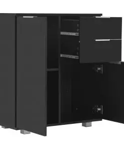vidaXL Sideboard High Gloss Black 71x35x76 cm Chipboard