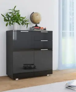 vidaXL Sideboard High Gloss Black 71x35x76 cm Chipboard