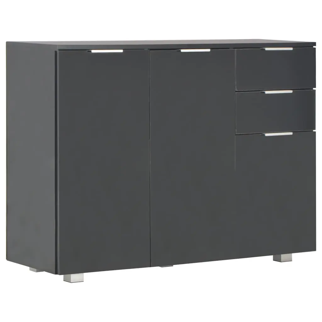 vidaXL Sideboard High Gloss Black 107x35x76 cm