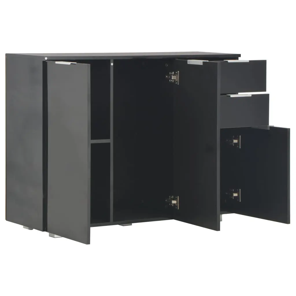 vidaXL Sideboard High Gloss Black 107x35x76 cm