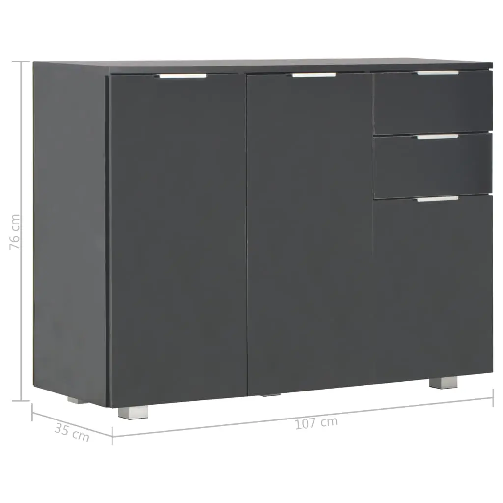vidaXL Sideboard High Gloss Black 107x35x76 cm