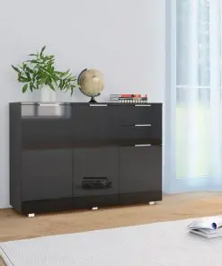 vidaXL Sideboard High Gloss Black 107x35x76 cm
