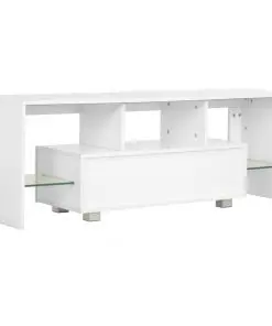 vidaXL TV Cabinet with LED Lights High Gloss White 130x35x45 cm