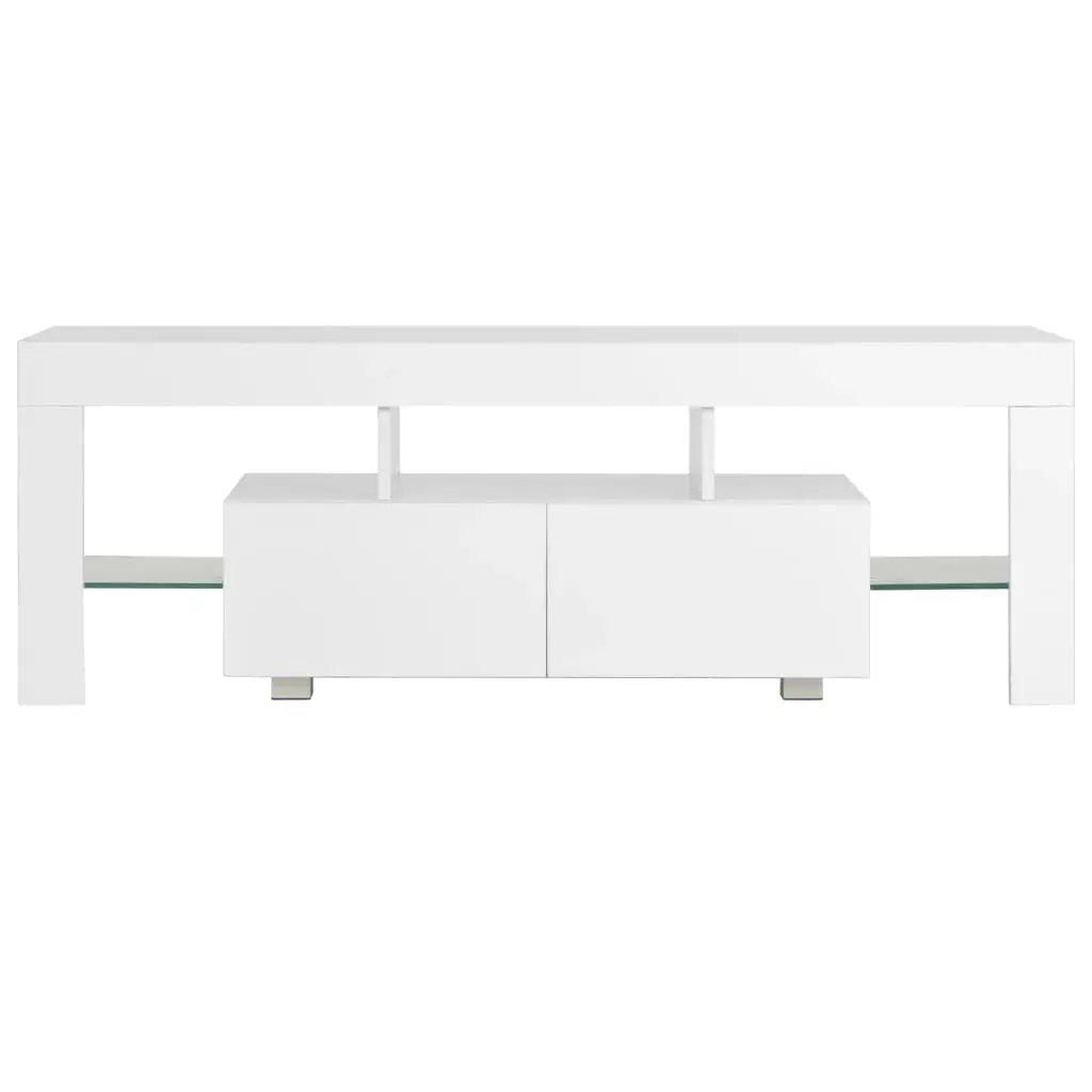 vidaXL TV Cabinet with LED Lights High Gloss White 130x35x45 cm