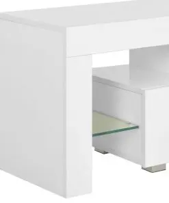 vidaXL TV Cabinet with LED Lights High Gloss White 130x35x45 cm