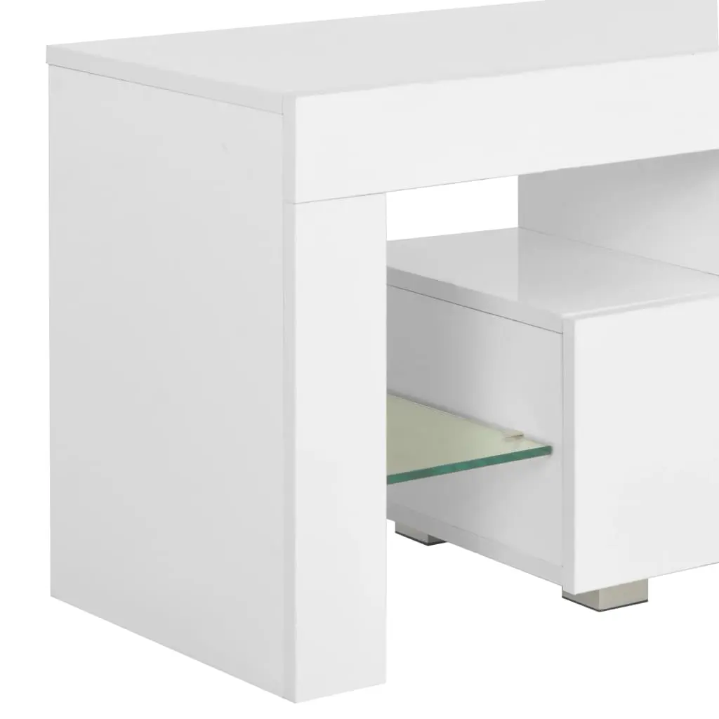 vidaXL TV Cabinet with LED Lights High Gloss White 130x35x45 cm