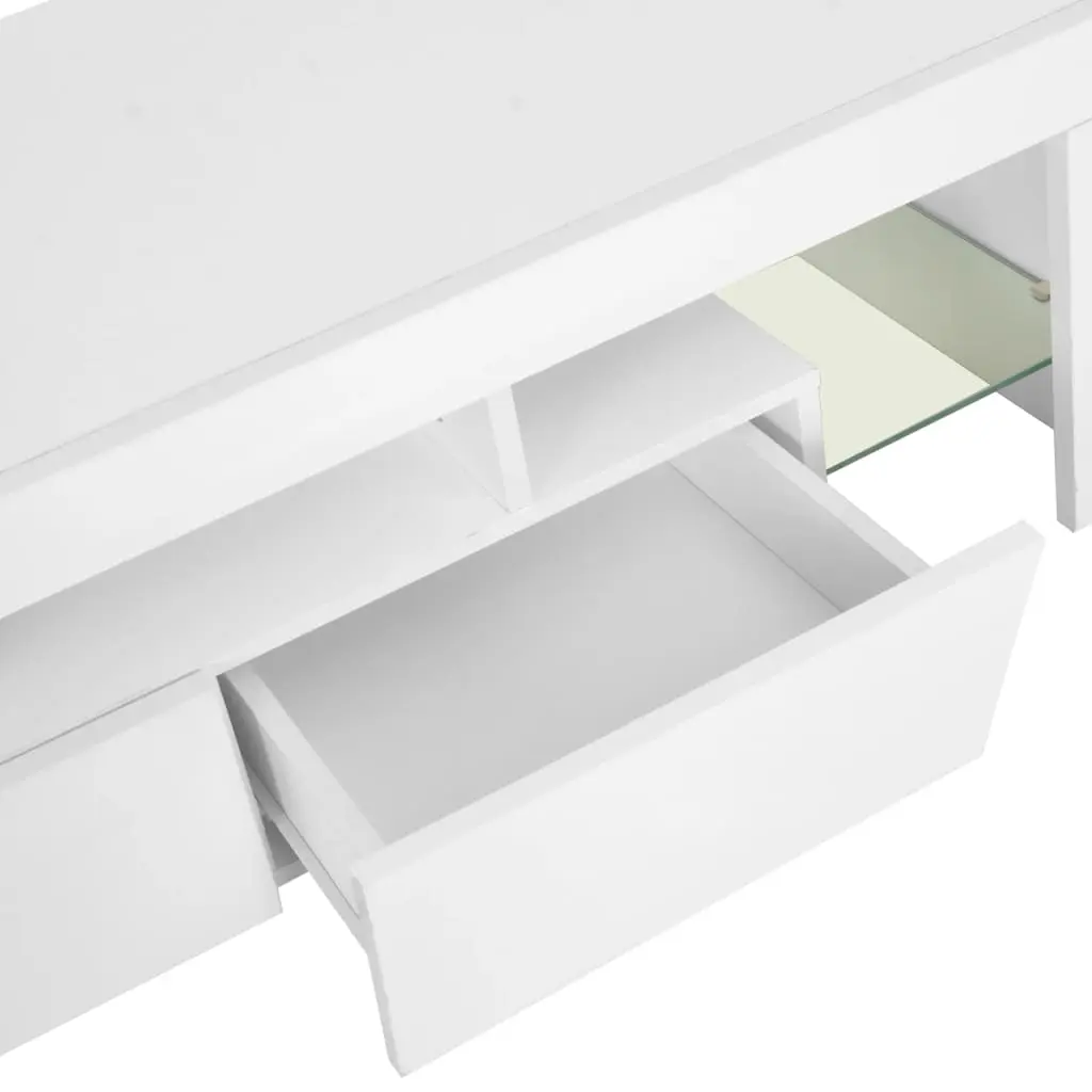vidaXL TV Cabinet with LED Lights High Gloss White 130x35x45 cm